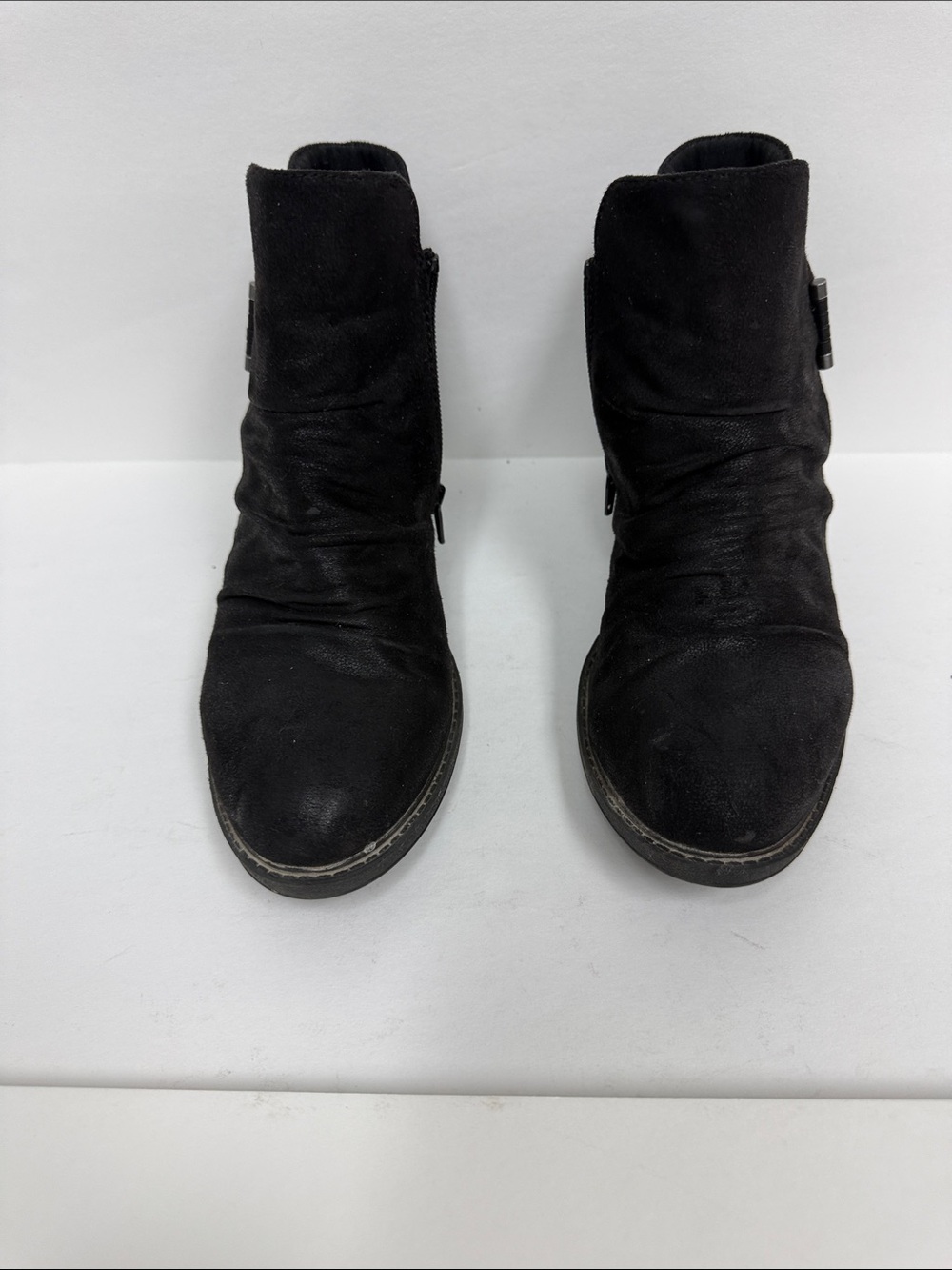 BareTraps Black Suede Ankle Booties with Side Buckle